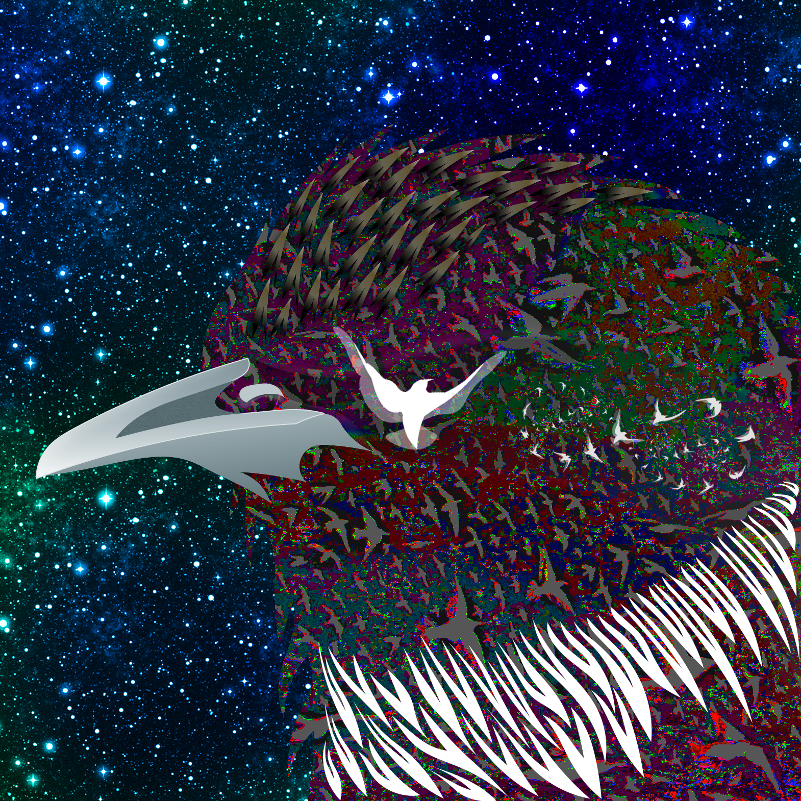 A hybridized viersion of a starling in complied from random parts of other starlings.
