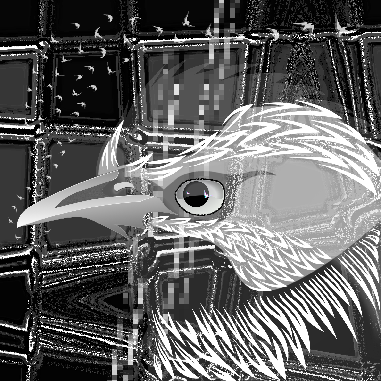 A hybridized viersion of a starling in complied from random parts of other starlings.