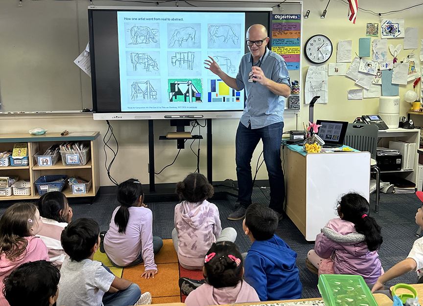 Don Wesley teaching first graders at Oak Heights Elementary School in Lynnwood, WA.